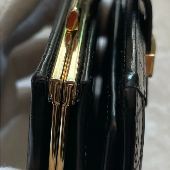 Givenchy Authentic Vintage Black Logo Textured Compact Wallet with Gold Hardware - Picture 15 of 16